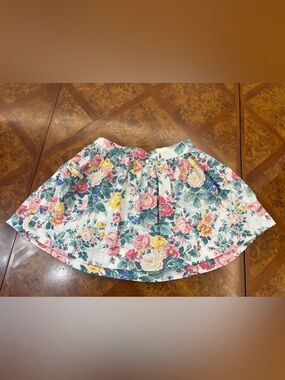 Polo by Ralph Lauren White Floral Circle Skirt with Pink & Yellow Blooms
